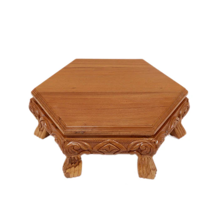 Bhasat Hexagonal Teak Wood Traditional Bajot