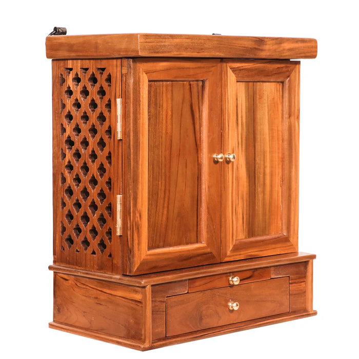 Teak wood compact side jali & front wooden with 1 drawer & Tray Limited time Offer