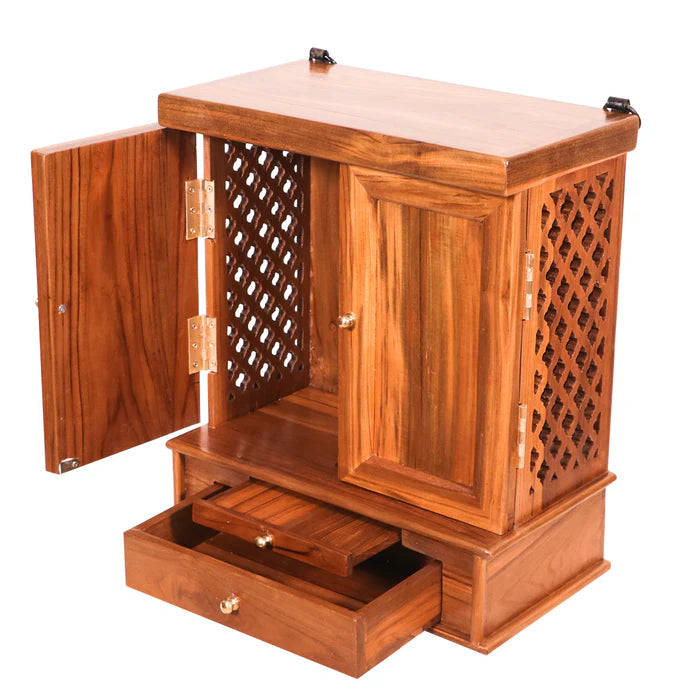 Teak wood compact side jali & front wooden with 1 drawer & Tray Limited time Offer