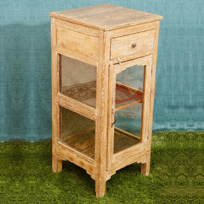 Vintage Handmade Distressed Single Door Drawer Bedside