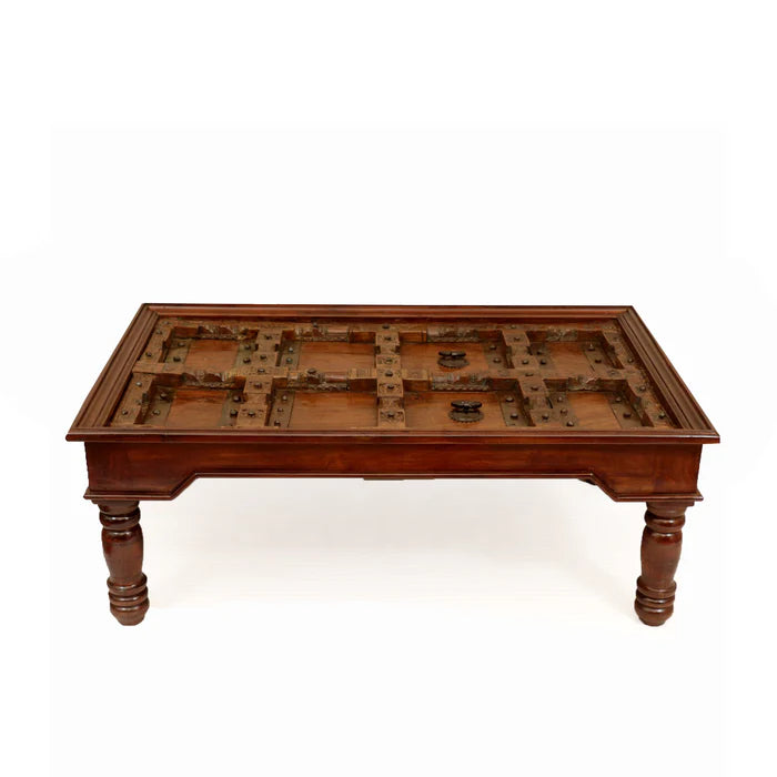Door Inspired Coffee Table with Glass