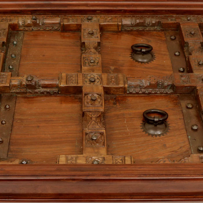 Door Inspired Coffee Table with Glass