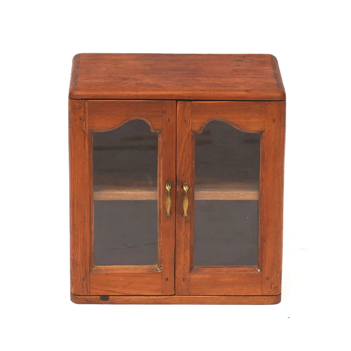 Diamond Carved Side Teak Single Shelf Cabinet