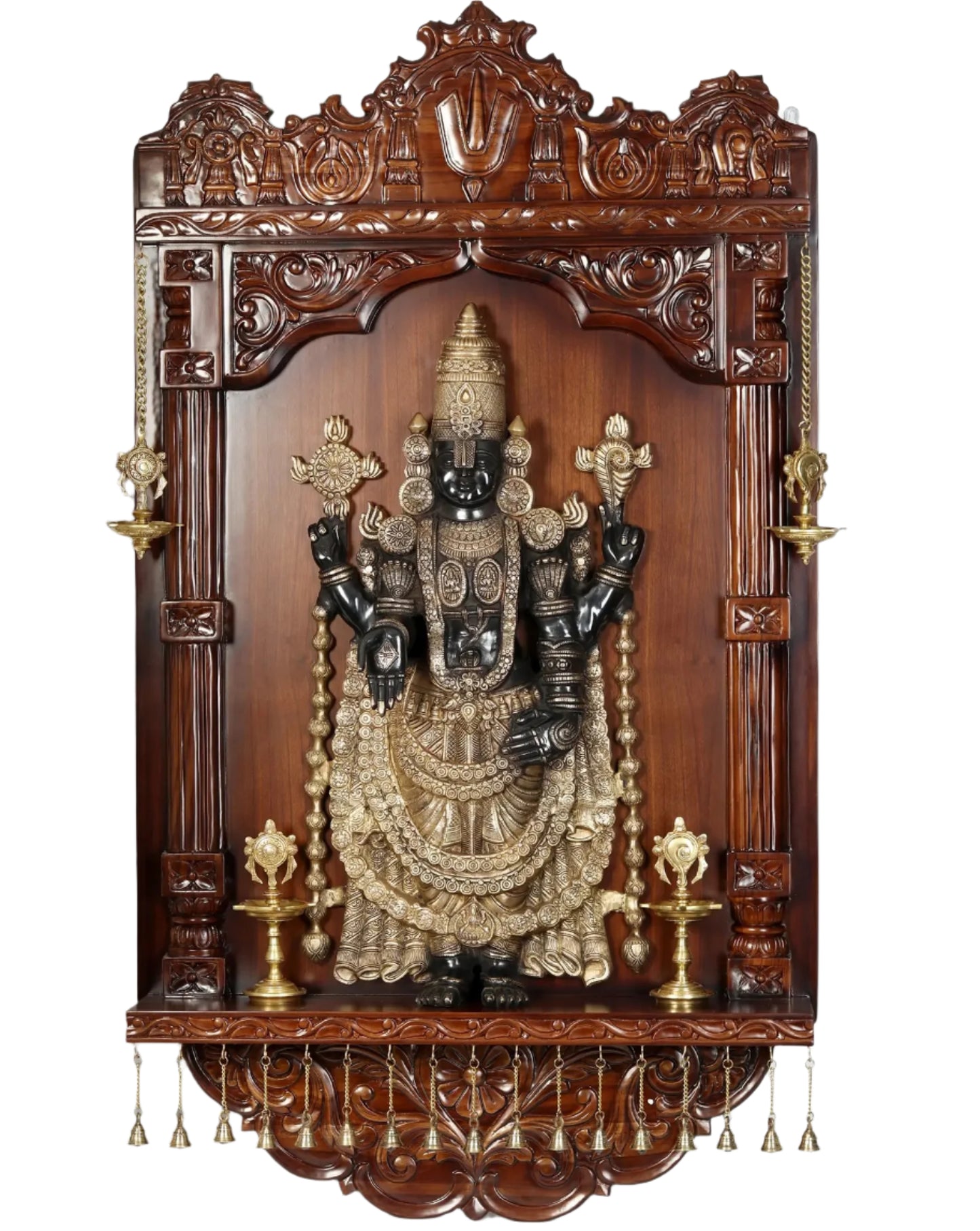 59" Large Tirupati Balaji (Venkateshvara) with Vaishnava Symbol Lamp | Wall Hanging