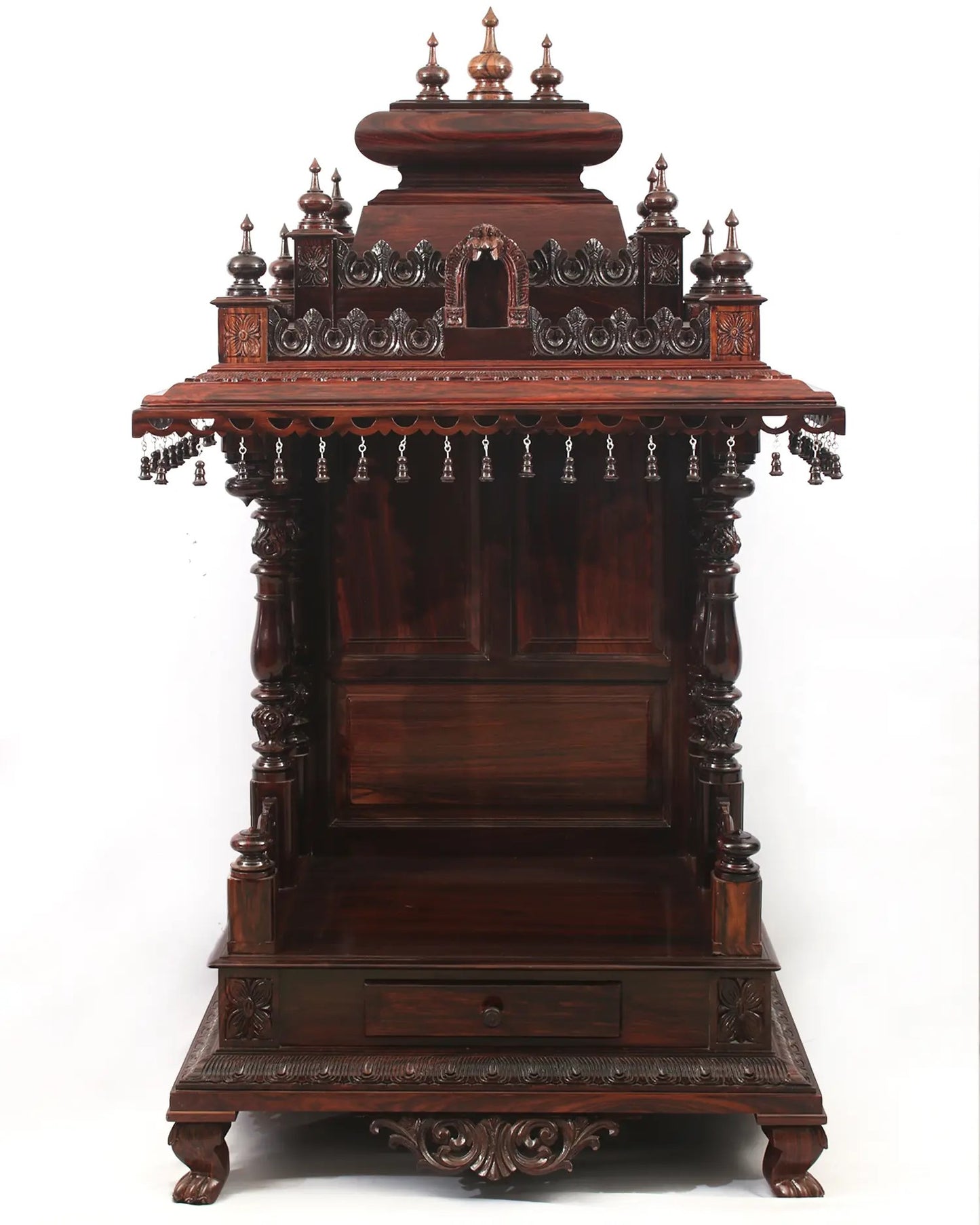 58" Large Rosewood Carved Temple with Single Drawer