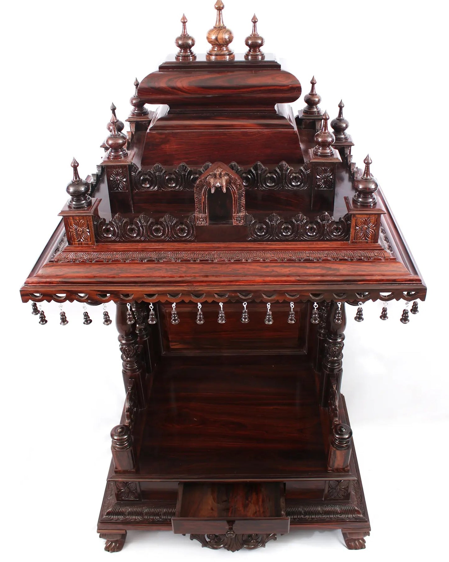 58" Large Rosewood Carved Temple with Single Drawer