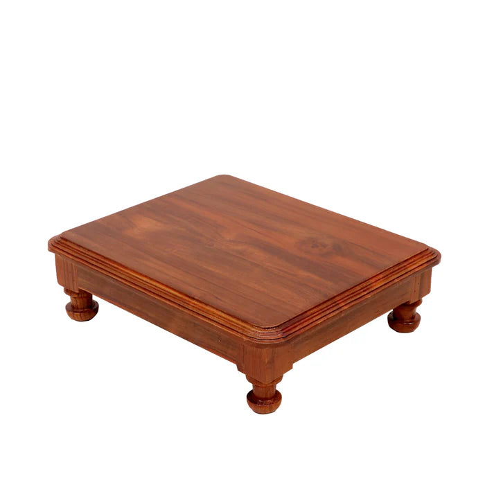 Old Natural Brown Handmade Small Wooden Bajot for Home