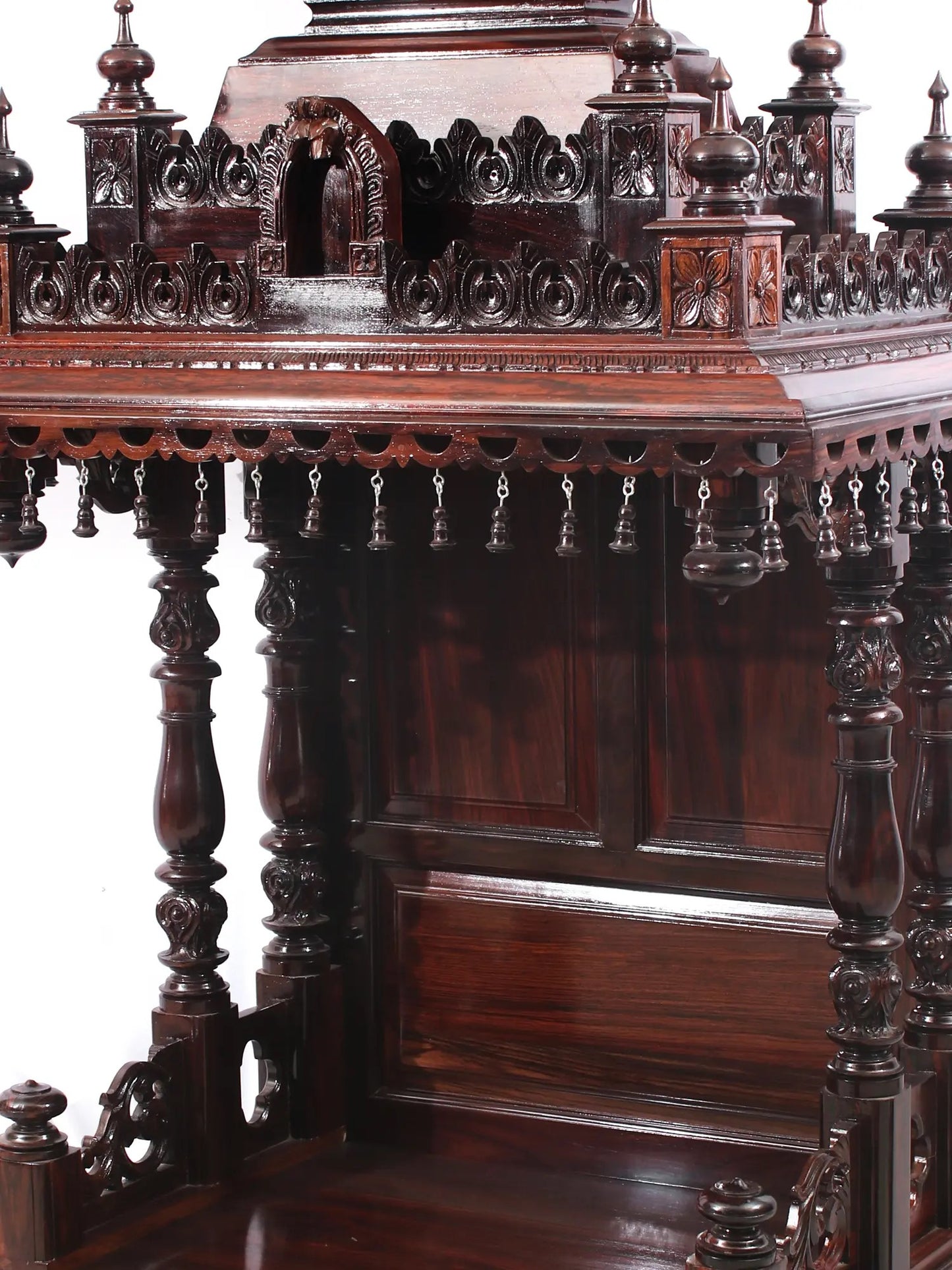 58" Large Rosewood Carved Temple with Single Drawer