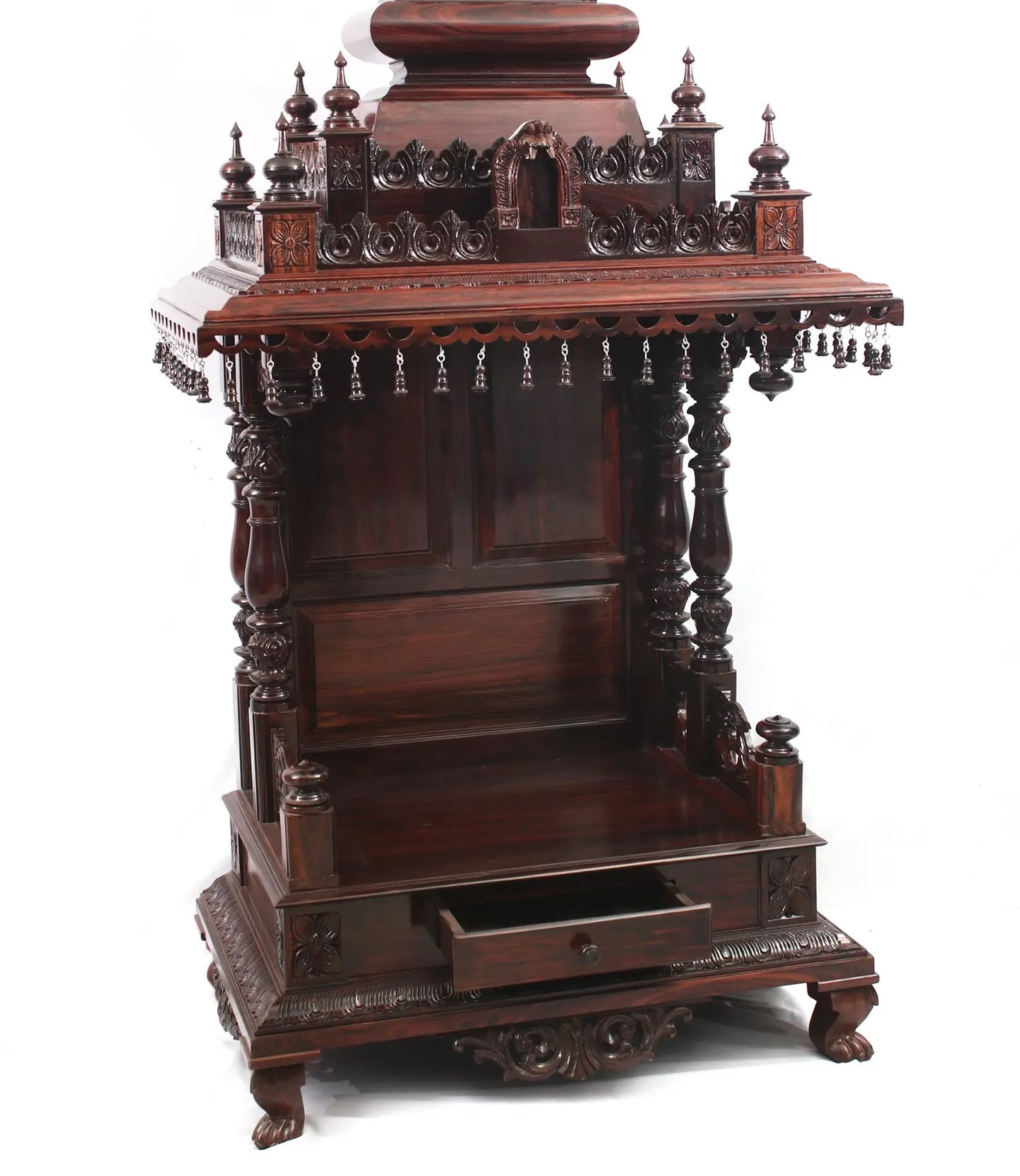 58" Large Rosewood Carved Temple with Single Drawer