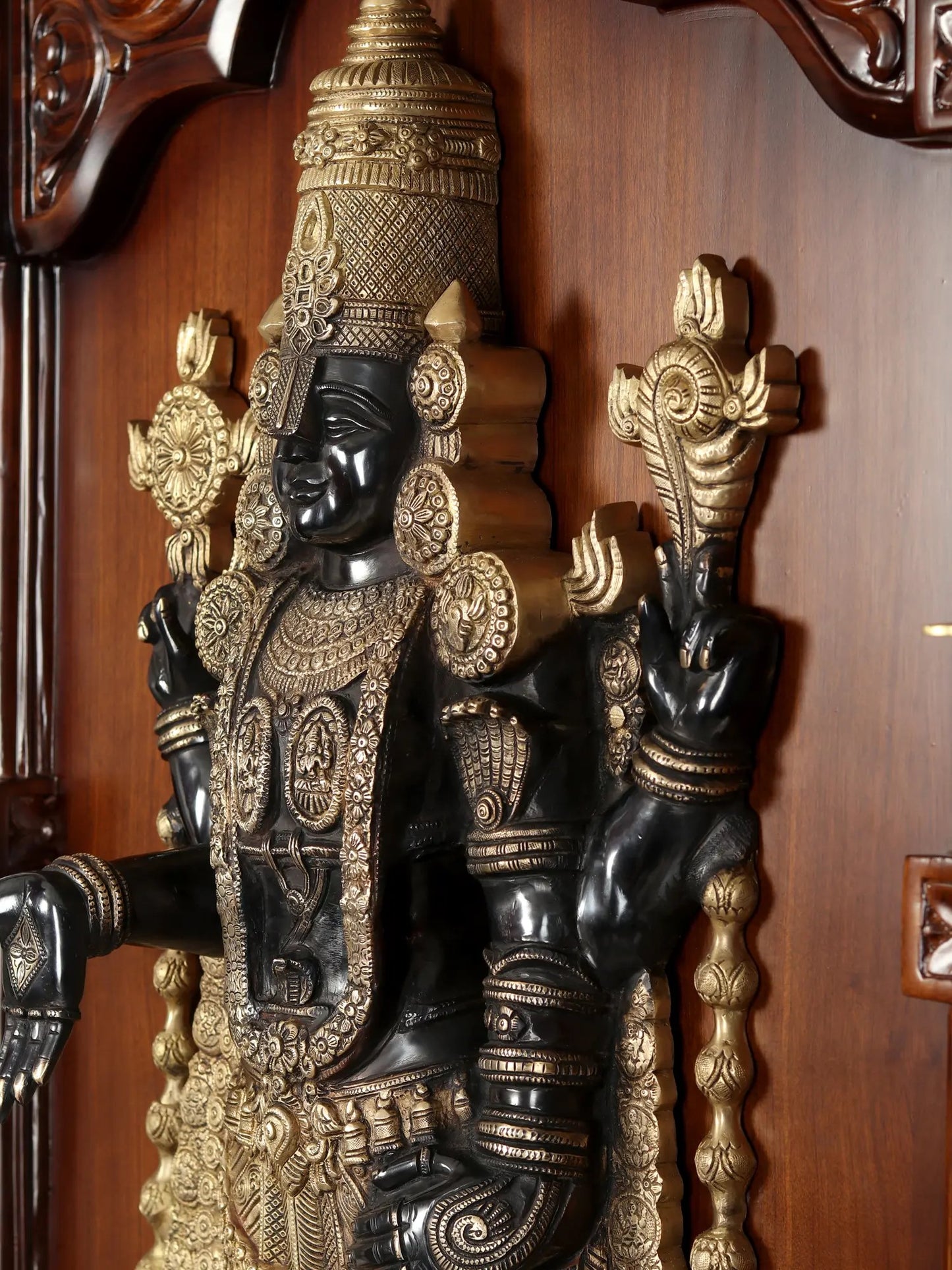 59" Large Tirupati Balaji (Venkateshvara) with Vaishnava Symbol Lamp | Wall Hanging