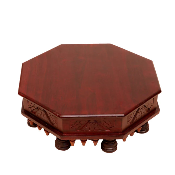 Retro Style Rectangular Handmade Dark Polished Wooden Bajot for Home