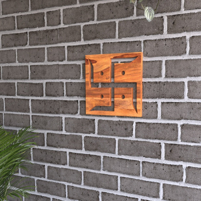 Adorable Antique Sheesham Wooden Swastik Wall Decor