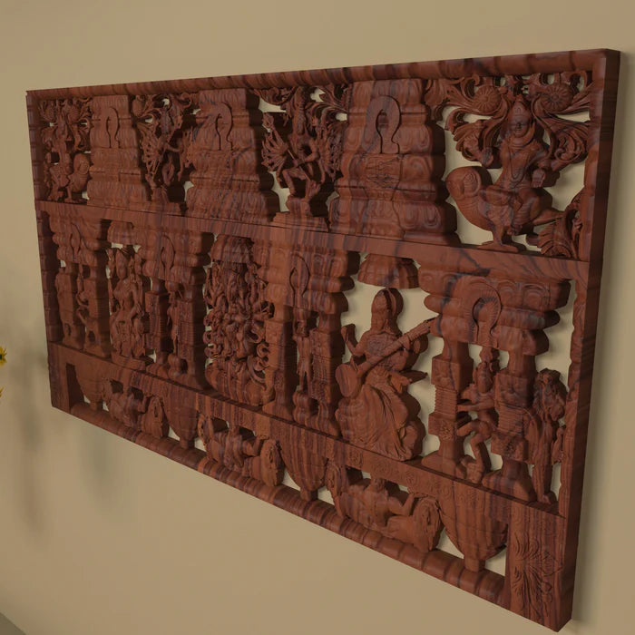 Ganesh ji Laksmi ji and Saraswati ji Carved Wall decor Frame