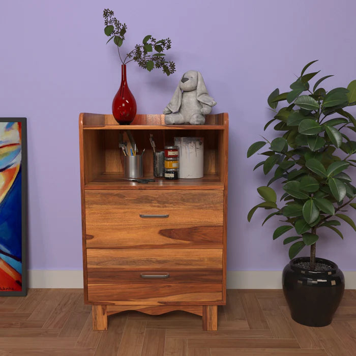 Classic Simple 3 Drawer Storage Wooden Bedside Table for Home