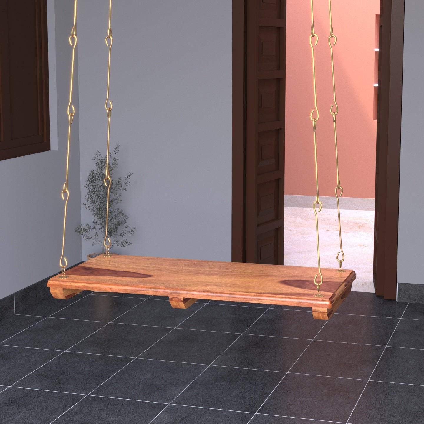 Melodious Indian Art Designed Handmade Wooden Swing