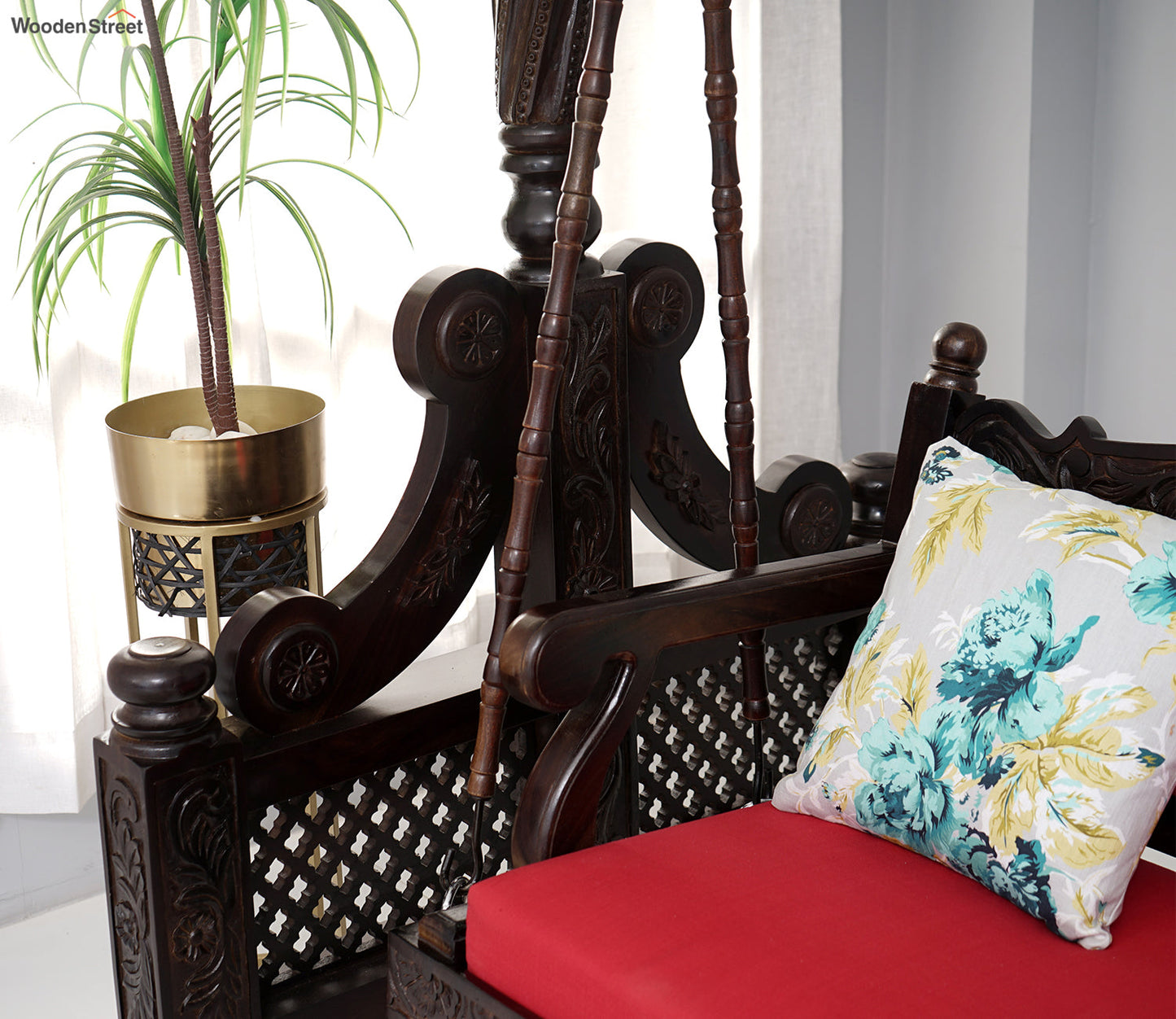 Classic Solid Wood Walnut finish 2 Seater Swing Chair