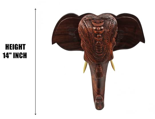 Elephant Head Mount Rosewood Carved