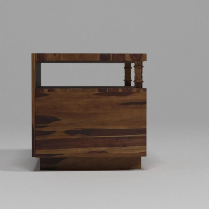 Pillared Dual Drawer Bedside Table