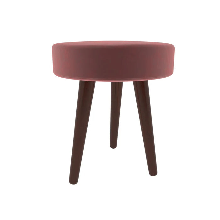 Jaguar Pink Round Top Finished Wooden Handmade Small Stool