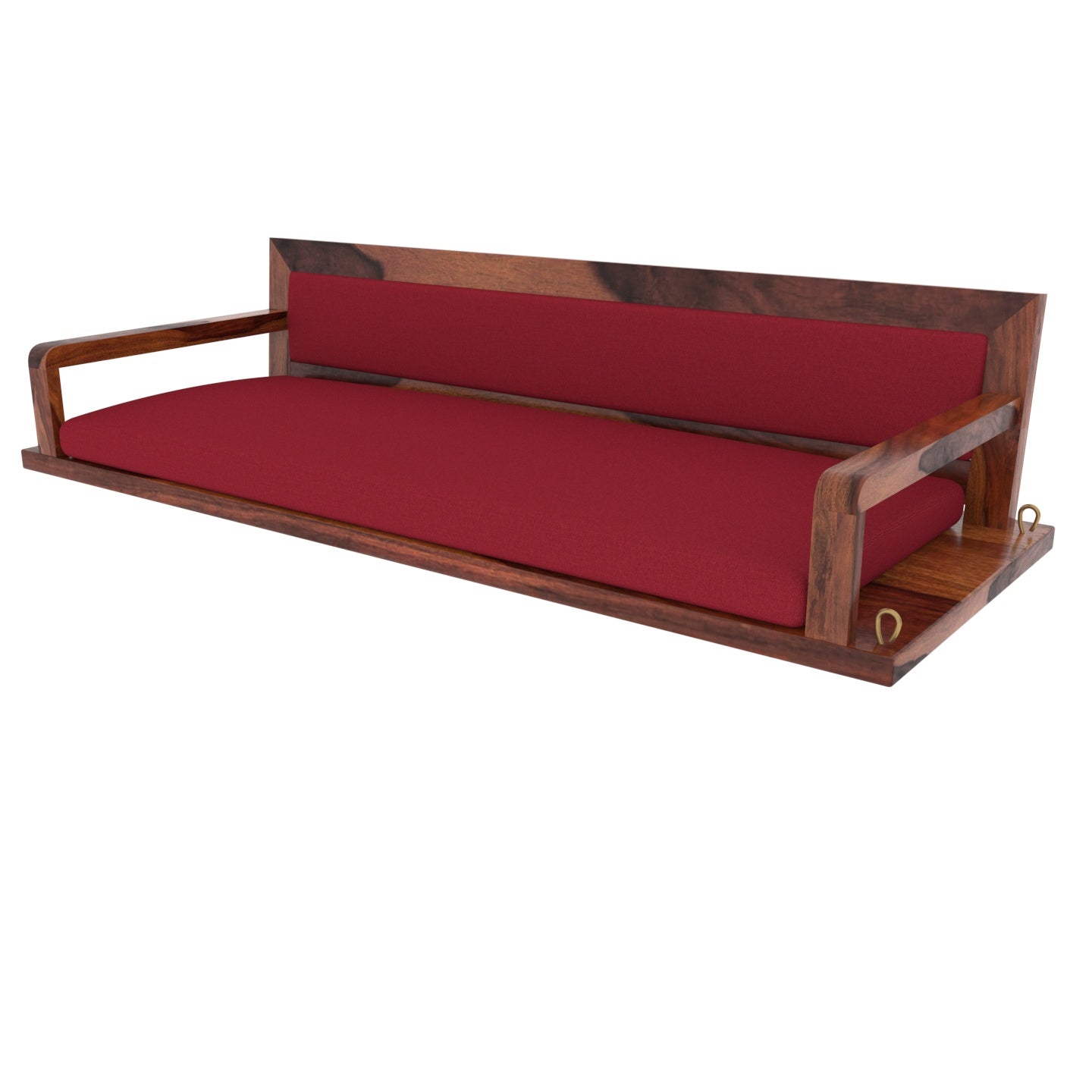 Red Back Upholstered Heritage Style Wooden Handmade Swing for Home