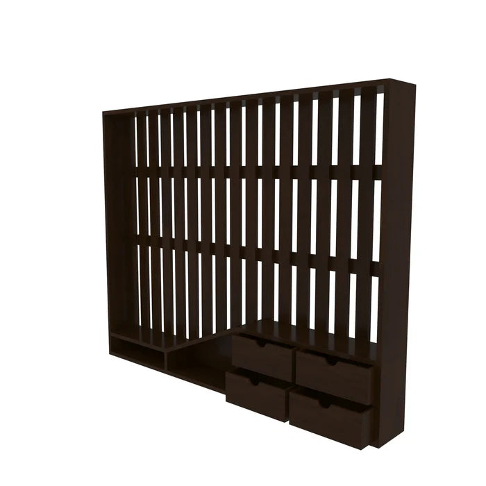 Classic Wall Striplines Designed Wooden Handmade TV Unit