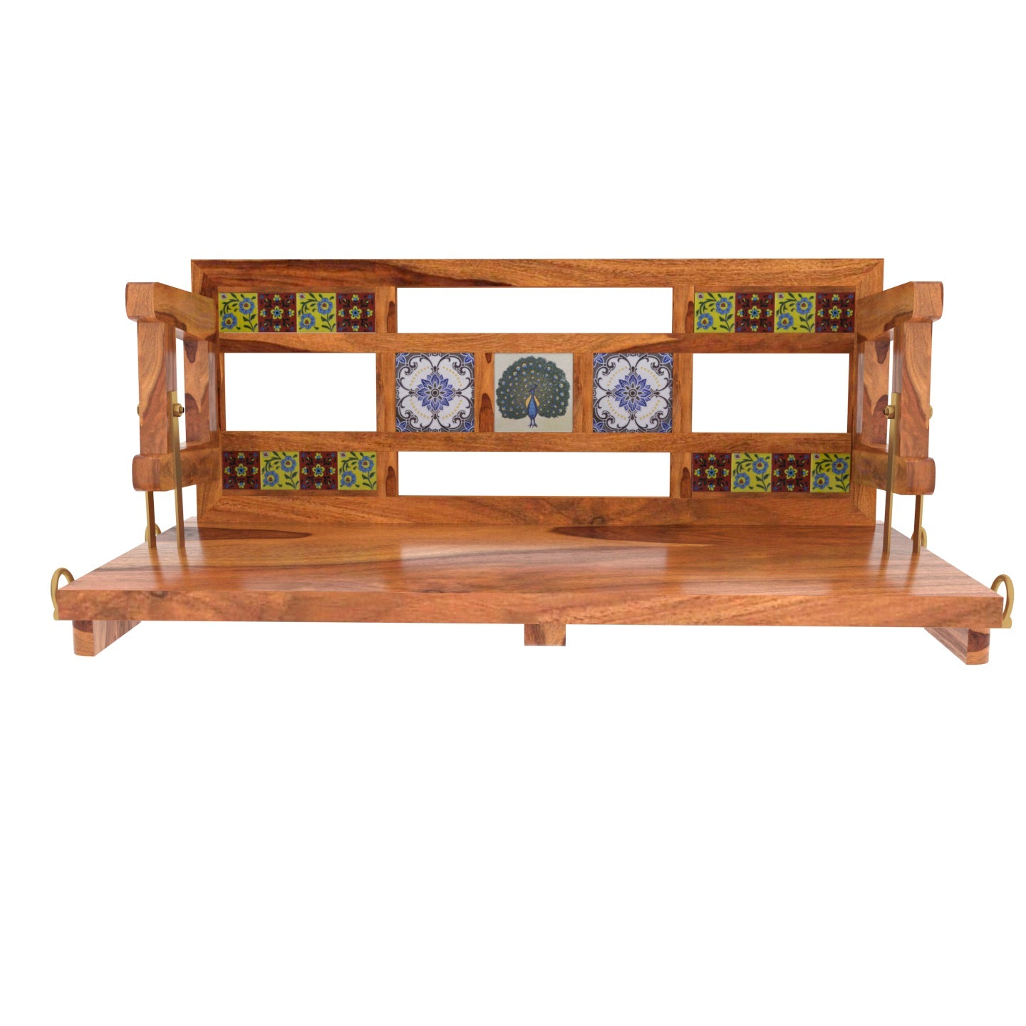 Heritage Tiles Fitted Large Handmade Wooden Swing for Home