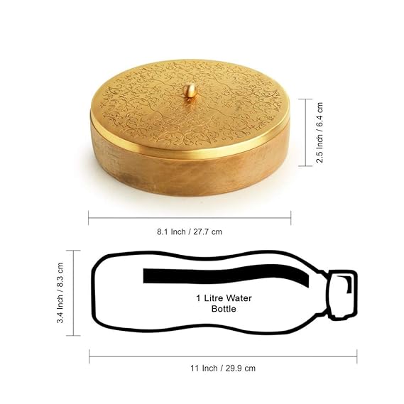 Handcrafted Chapati Box for Kitchen in Brass