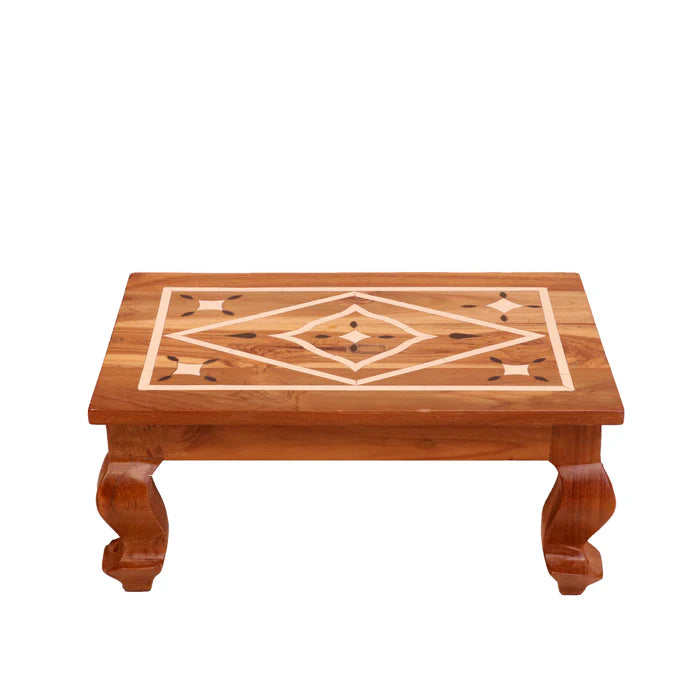 Ethnic Cross Rustic Inlay Wooden Handmade Bajot for Home