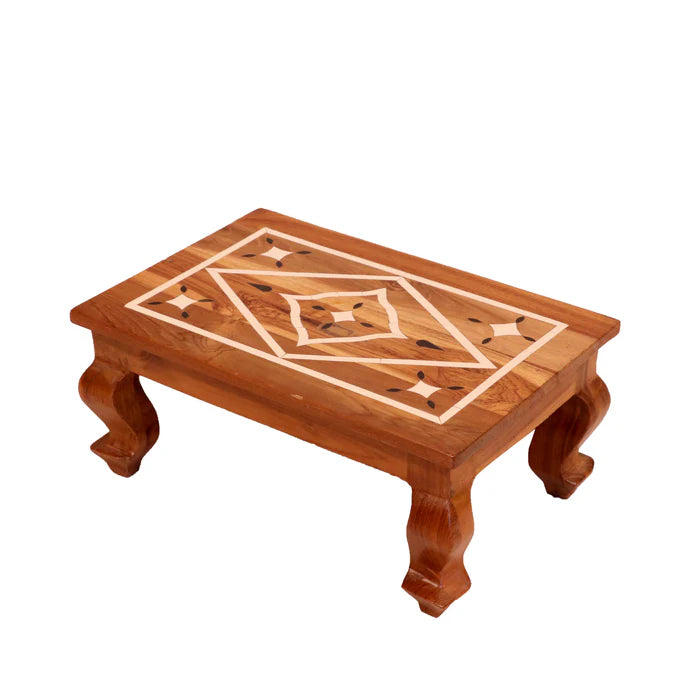 Ethnic Cross Rustic Inlay Wooden Handmade Bajot for Home