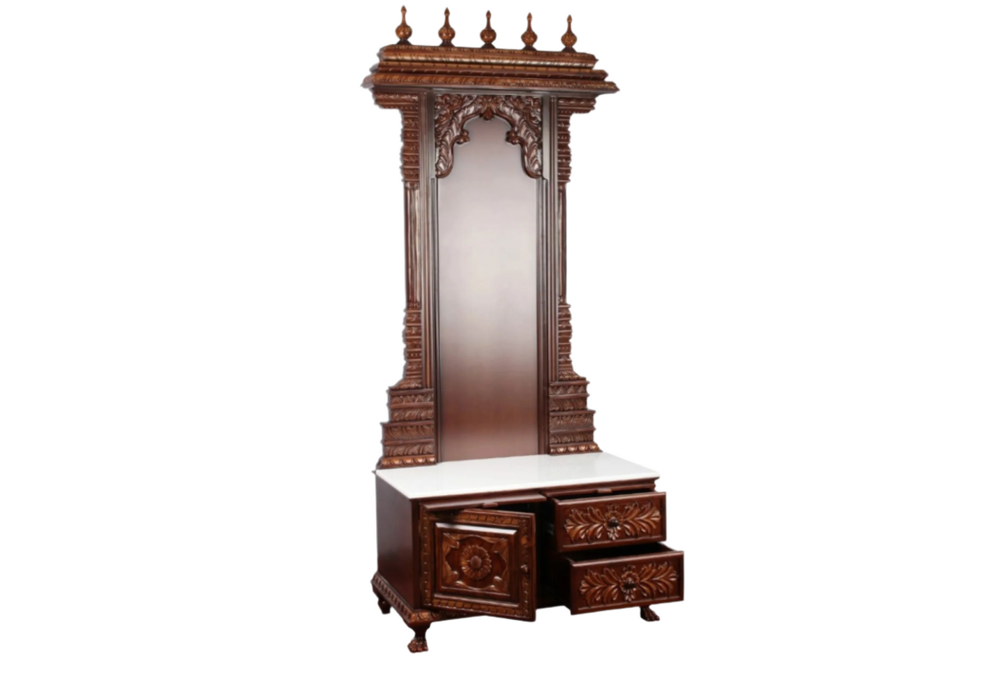 68"Large Wooden Temple Handmade Carving Wooden Mandir Natural Pooja Mandir
