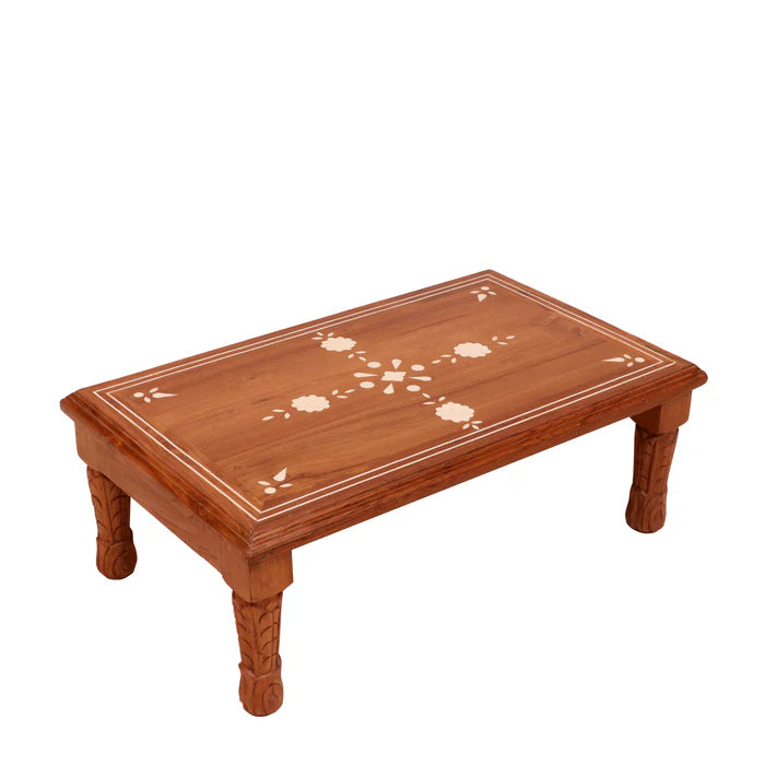 Old Traditional Long Legs Inlay Designed Handmade Wooden Foldable Bajot for Home