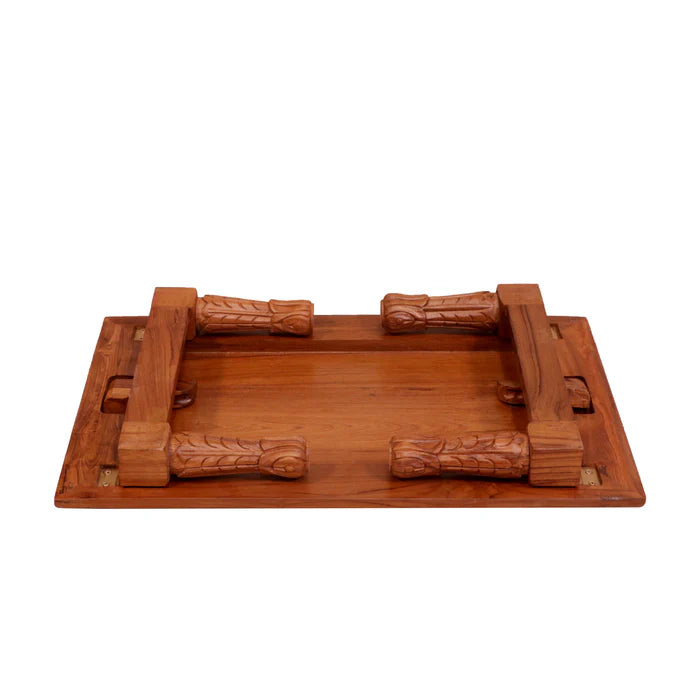 Old Traditional Long Legs Inlay Designed Handmade Wooden Foldable Bajot for Home
