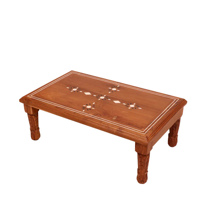 Old Traditional Long Legs Inlay Designed Handmade Wooden Foldable Bajot for Home
