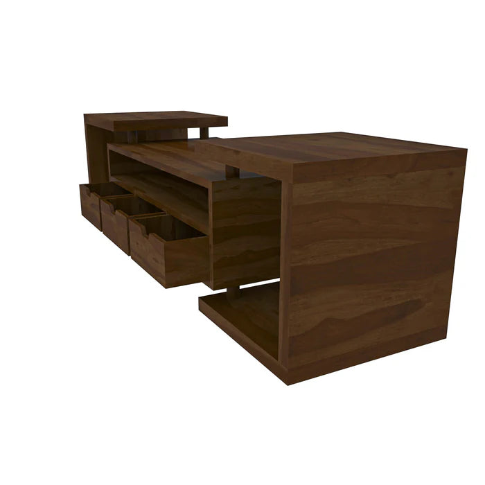 Antique Charm Finished Wooden Multi-Storage Handcarved TV Unit