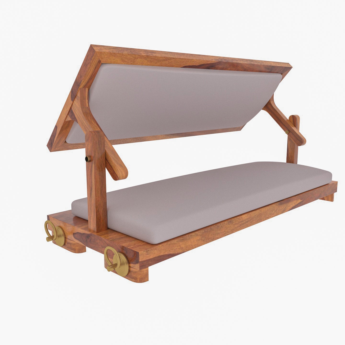 Vintage White Upholstered Simple Handmade Wooden Swing for Home