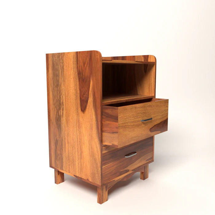 Classic Simple 3 Drawer Storage Wooden Bedside Table for Home
