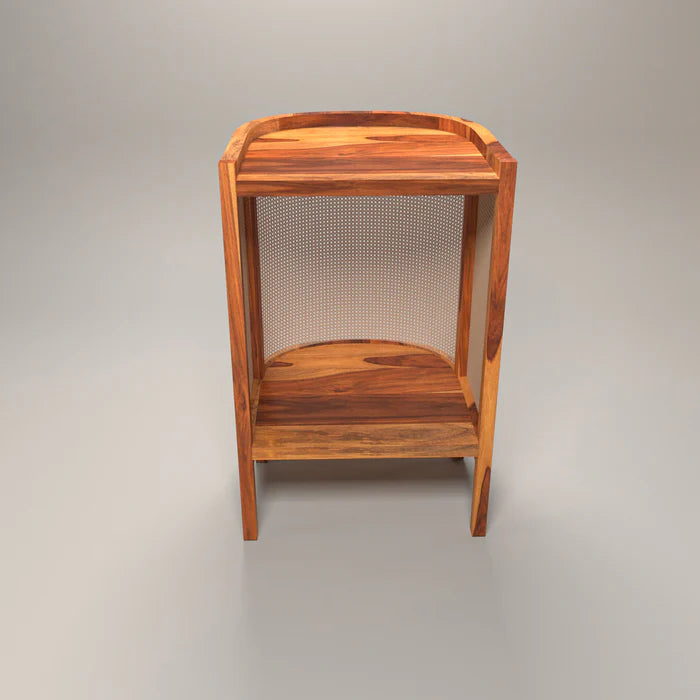Authentic Cane Sheesham Wooden Handmade Side Table with Storage