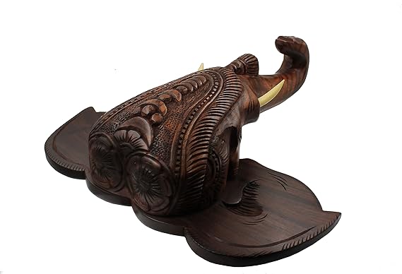 Elephant Head Mount Rosewood Carved