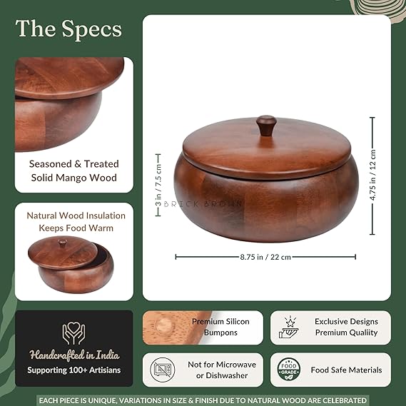 Handcrafted Premium Mahogany Finish Roti