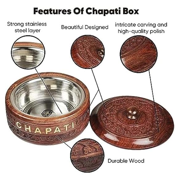 Beautiful Sheesham Wood Chapati Box for Interior Design