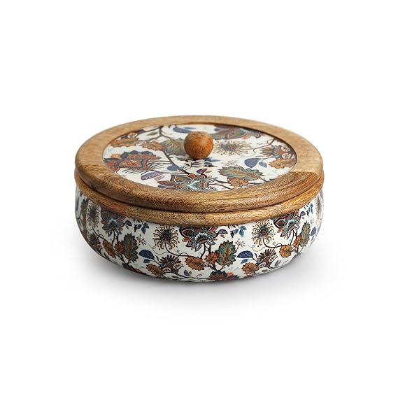 Wooden Chapati Box for Kitchen with Lid