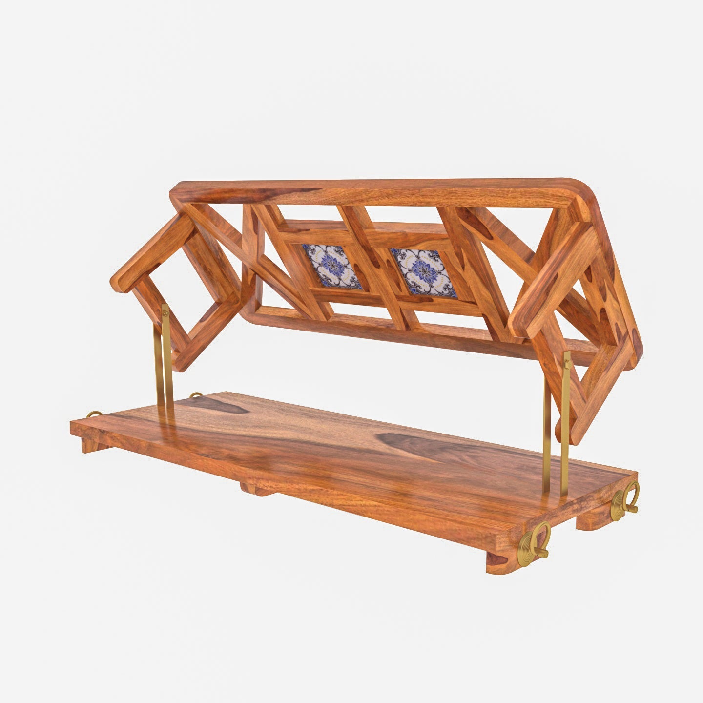 Modern Castle Style Tile Fitted Wooden Handmade Swing for Home