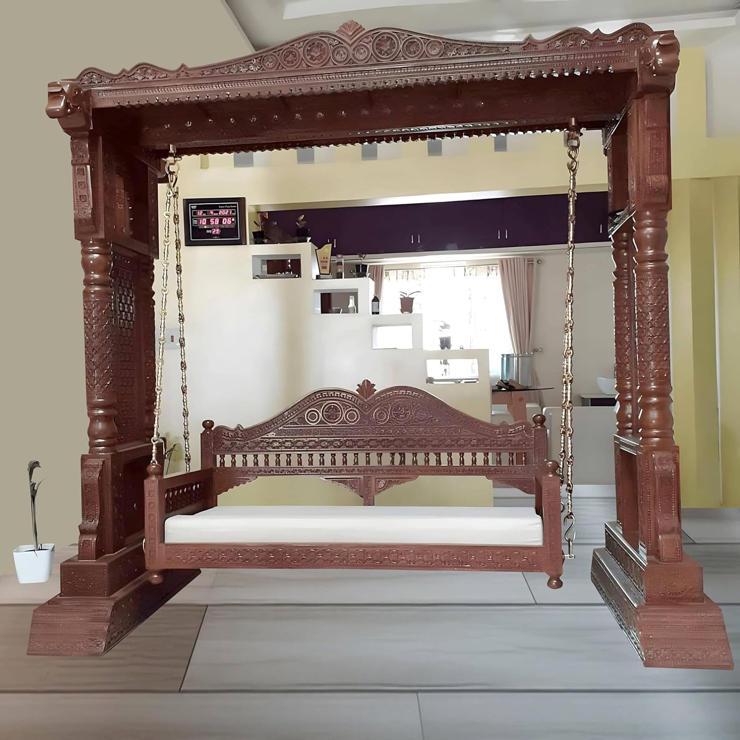Wooden Swing Jhula with Stand for Indoor Outdoor & Balcony