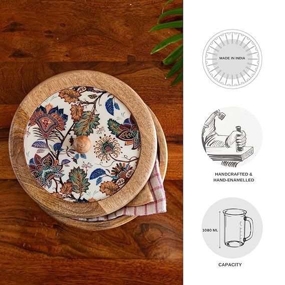 Wooden Chapati Box for Kitchen with Lid