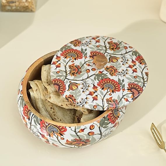 Handcrafted Solid Wood Marigold Roti