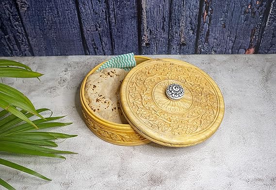 Wooden Handcrarved Chapati Roti Box