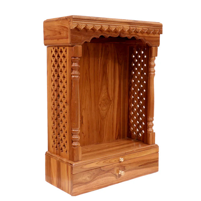 Heritage Style Handmade Foldable Jali Finish Wooden Temple for Home