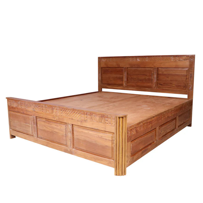 Solid wood carved Folk Concept Bed