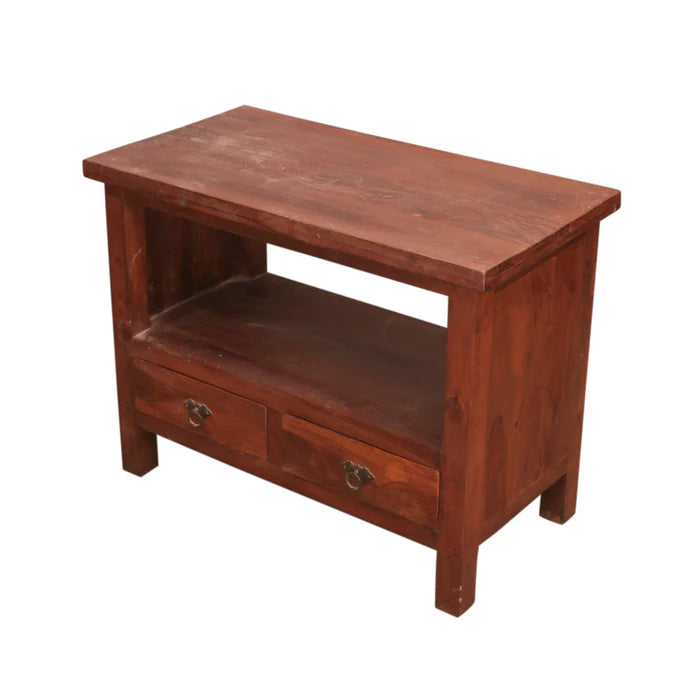 Antique Southern Double Drawer Wooden Vintage Bedside