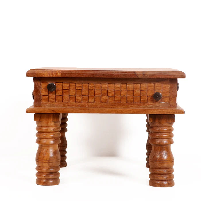 Wooden weaved style carved bajot